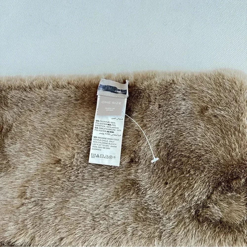Chico's Scarf & Headband Set Pull Through Faux Fur Tan Brown